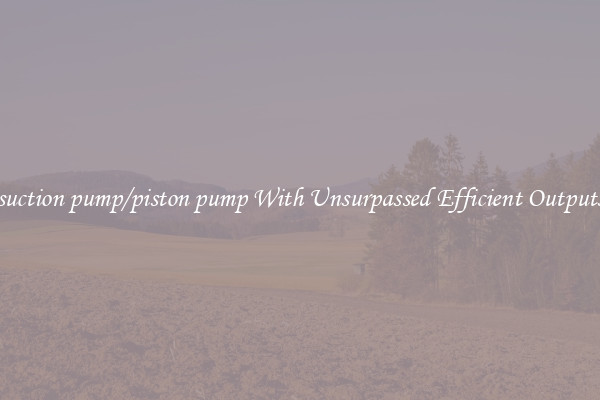 suction pump/piston pump With Unsurpassed Efficient Outputs
