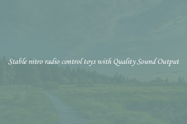 Stable nitro radio control toys with Quality Sound Output