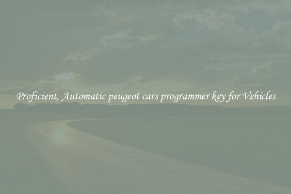 Proficient, Automatic peugeot cars programmer key for Vehicles