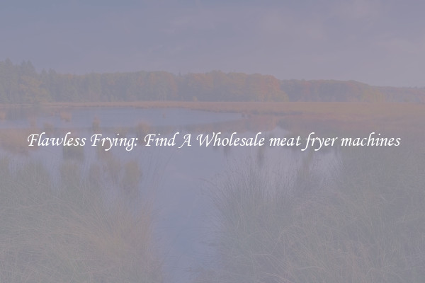 Flawless Frying: Find A Wholesale meat fryer machines